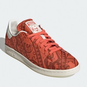 Disney Moana Adidas Stan Smith Orange Lace up Unisex Sneakers Maui Tribal Print